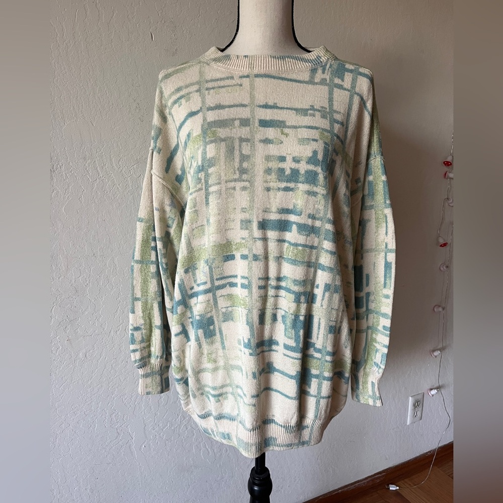 Free People cotton Blue green print Sweater - XS